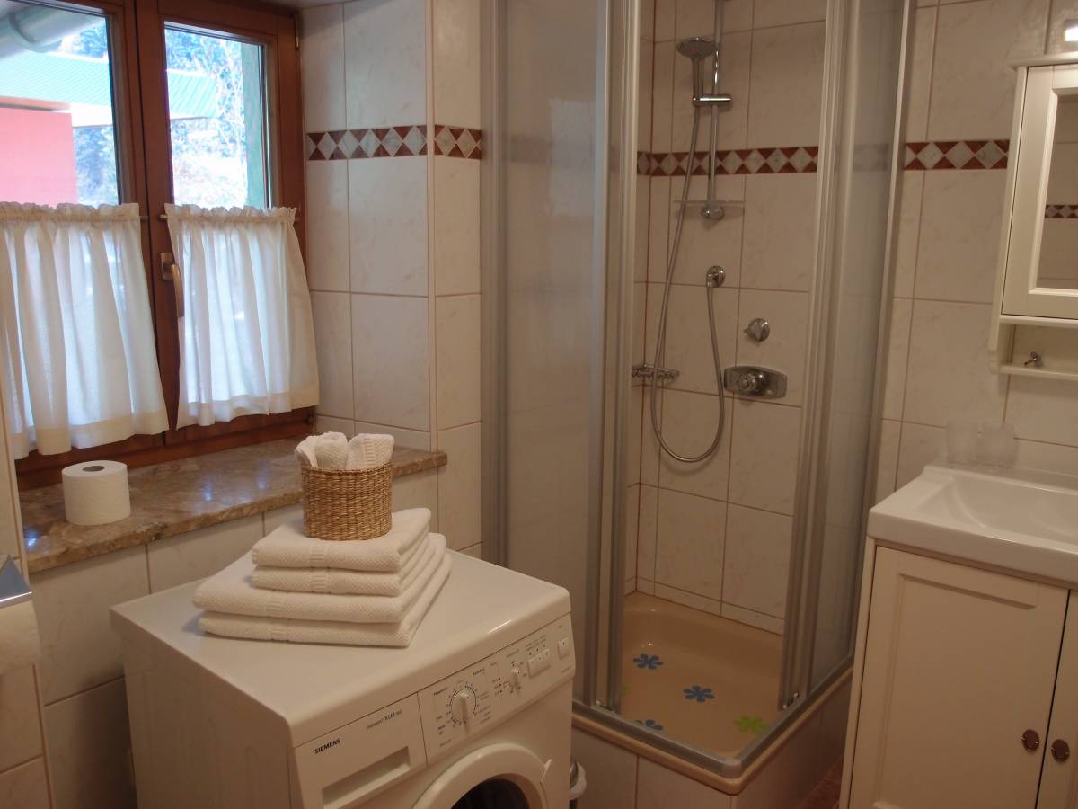 Badezimmer mit Dusche | Ferienwohnung Krämerhaus